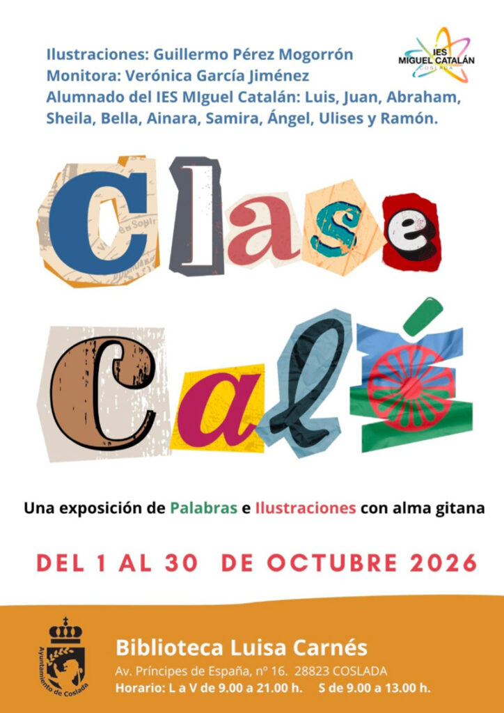 Cartel exposición Clase Calé en la biblioteca Luisa Carnés de Coslada
